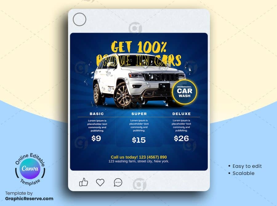 Car Wash Pricing Social Media Banner