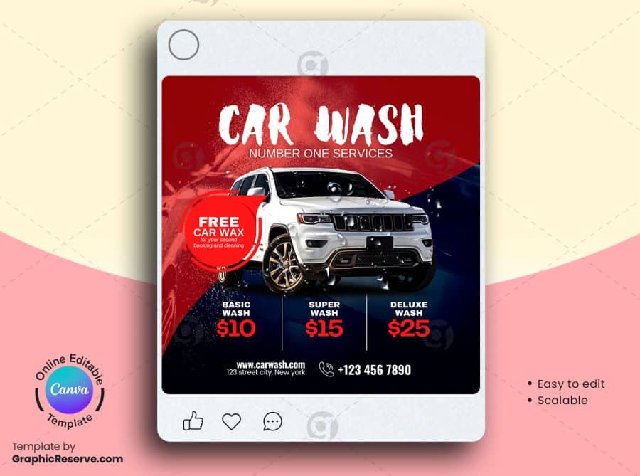 Car Wash Pricing Social Media Banner 2v