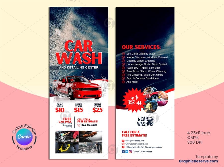 Car Wash Promotional Door Hanger 2v