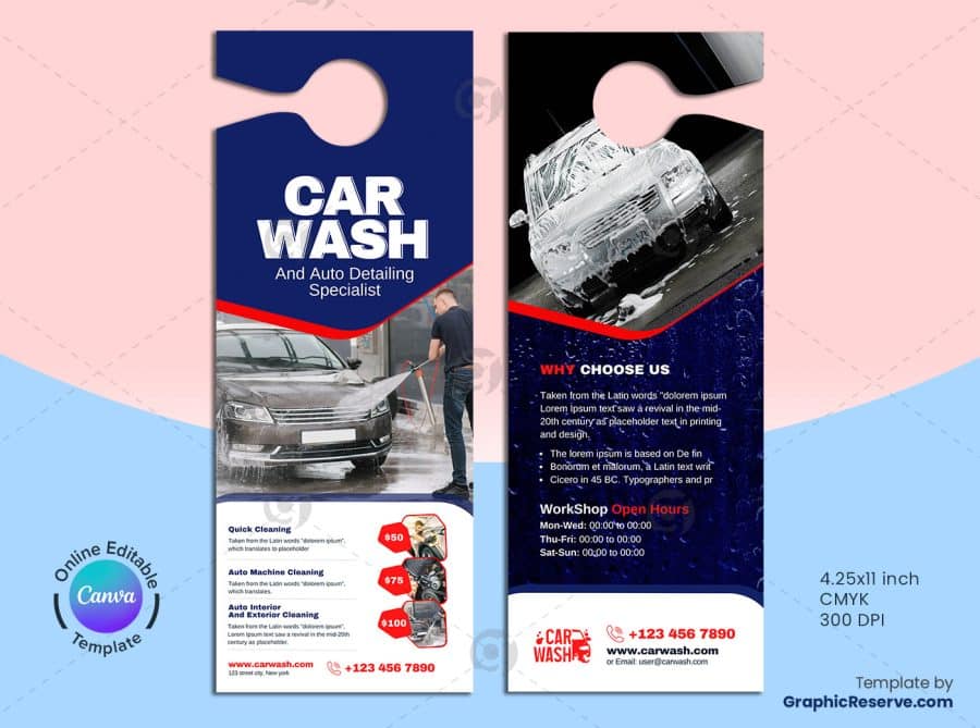 Car Wash Service Door Hanger 1v