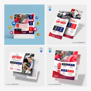 Car Wash Service Offering Marketing Material Canva Template Bundle