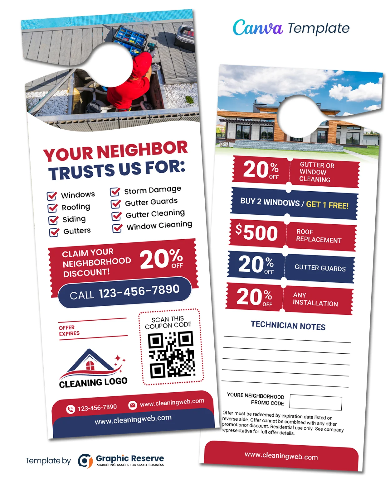 Cleaning Business Door Hanger Design (Canva Template)