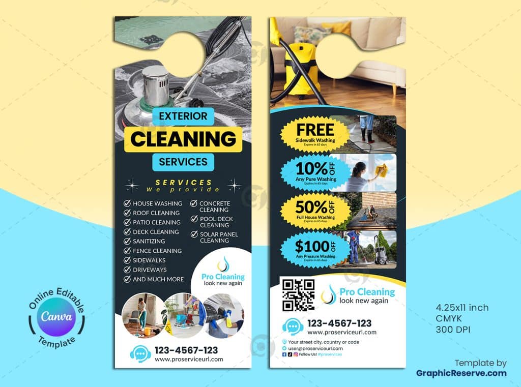 Cleaning Service Door Hanger Canva Template Graphic Reserve