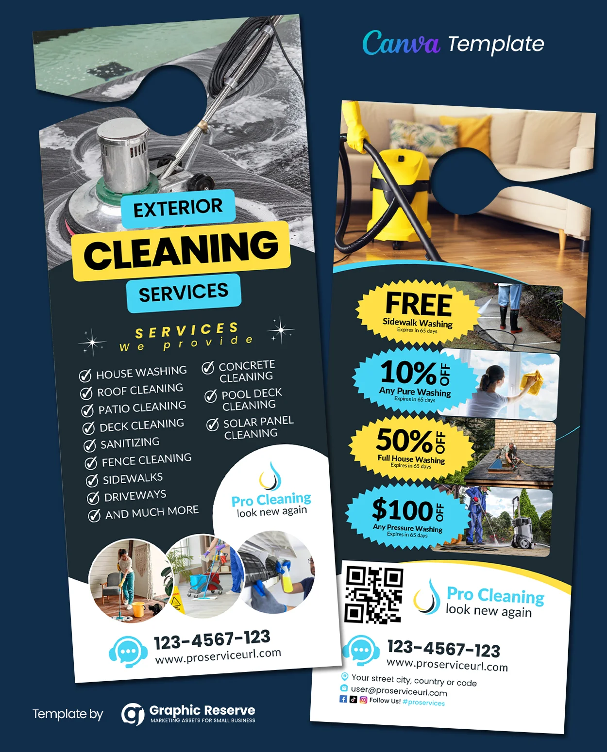 Cleaning Service Door Hanger Canva Template
