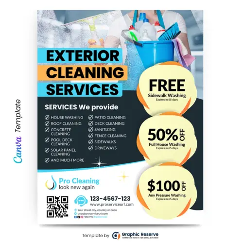 Cleaning Service Promotional Flyer Canva Template