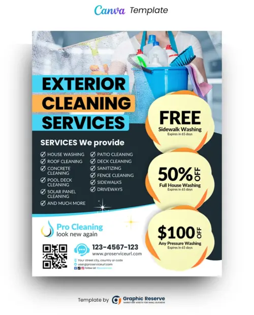 Cleaning Service Promotional Flyer Canva Template