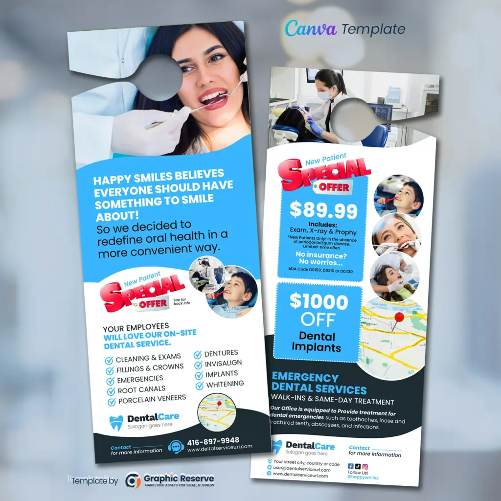 Dental Service Door Hanger Canva Template – Canva template