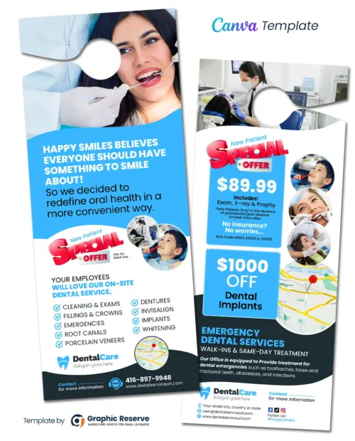 Dental Service Door Hanger Canva Template