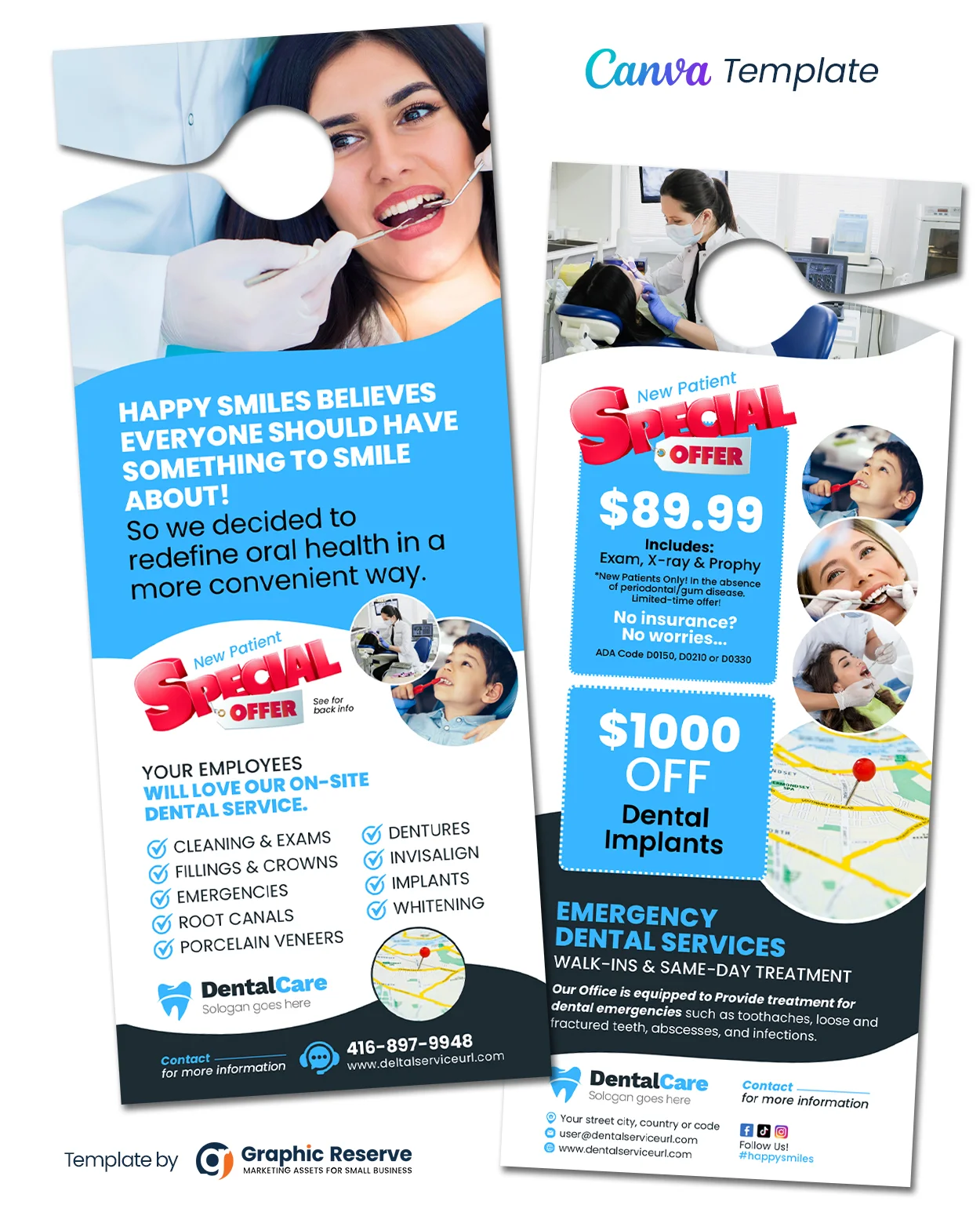 Dental Service Door Hanger Canva Template