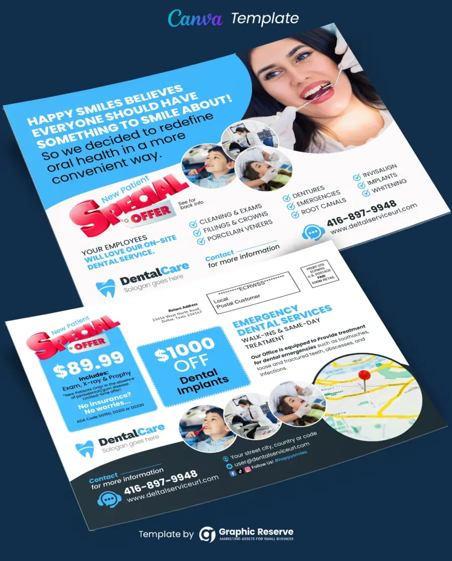 Dental Service EDDM Mailer Canva Template