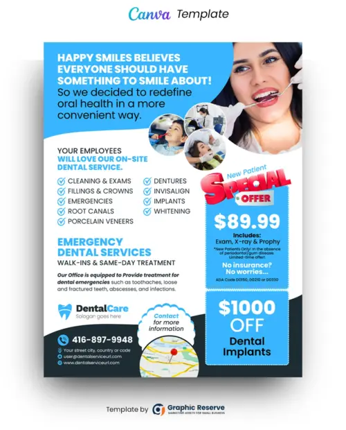 Dental Service Flyer Canva Template