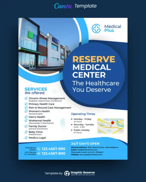 Editable Canva Medical Flyer Template for Health Services Promotion