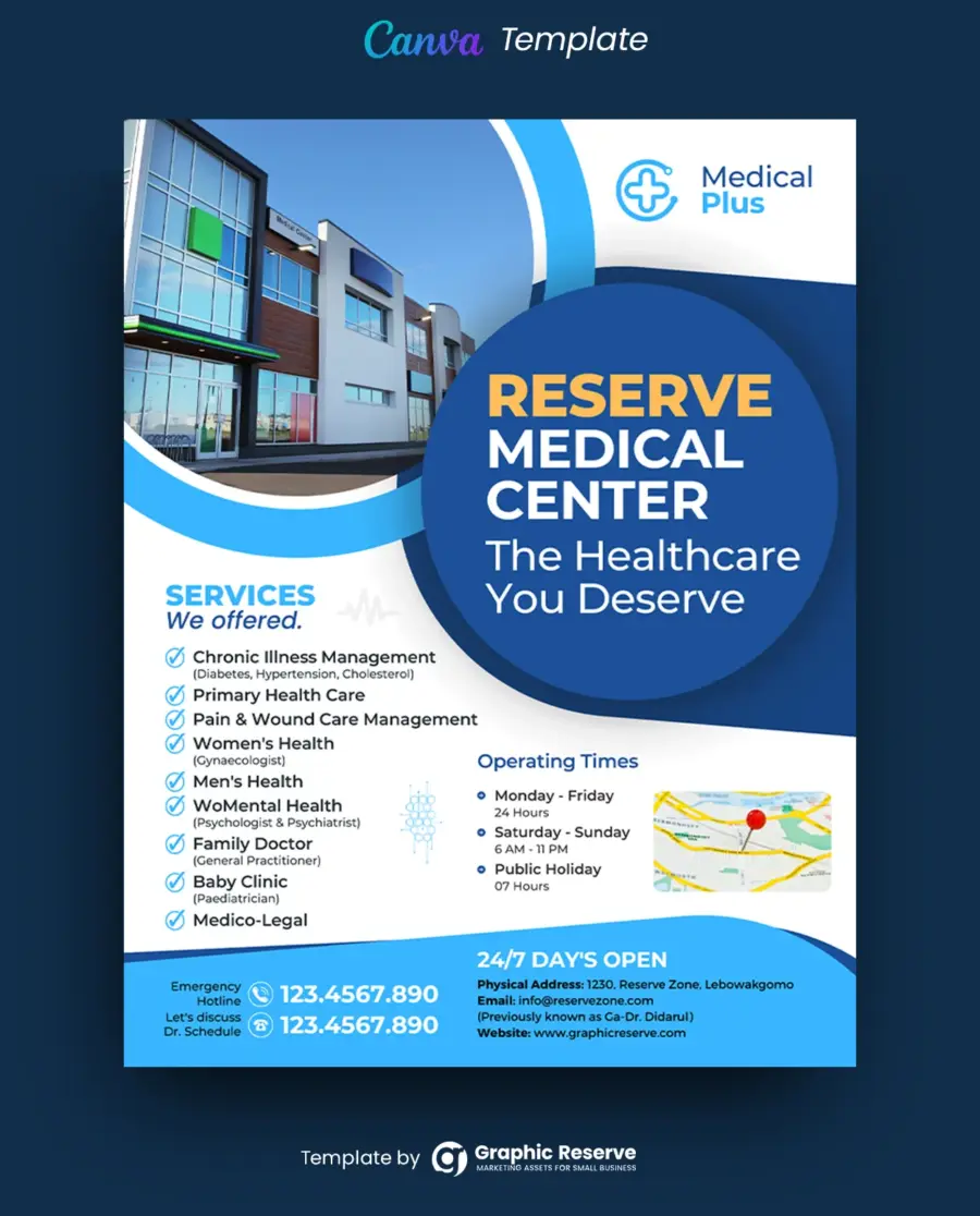 Editable Canva Medical Flyer Template for Health Services Promotion