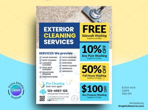 Exterior Cleaning Service Flyer Canva Template