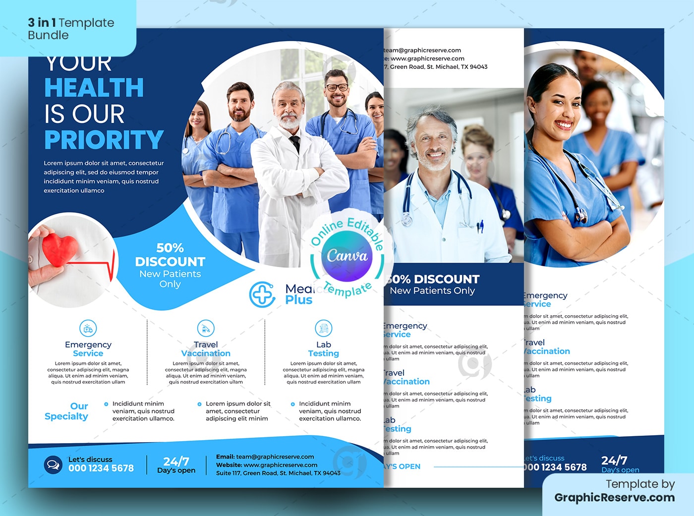 Canva　Design　Flyer　Medical　Bundle　Graphic　Template　in　Reserve