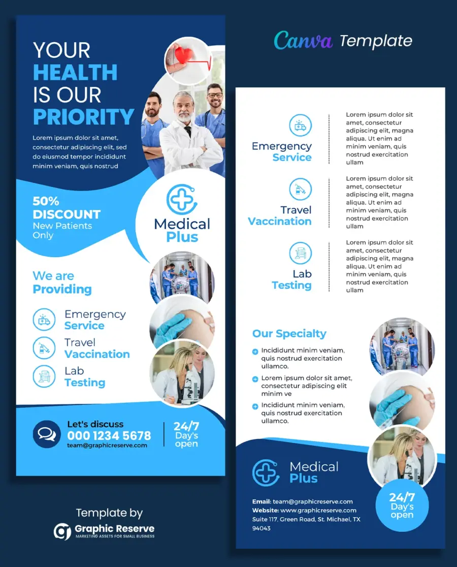 Medical Healthcare Canva DL Flyer Design