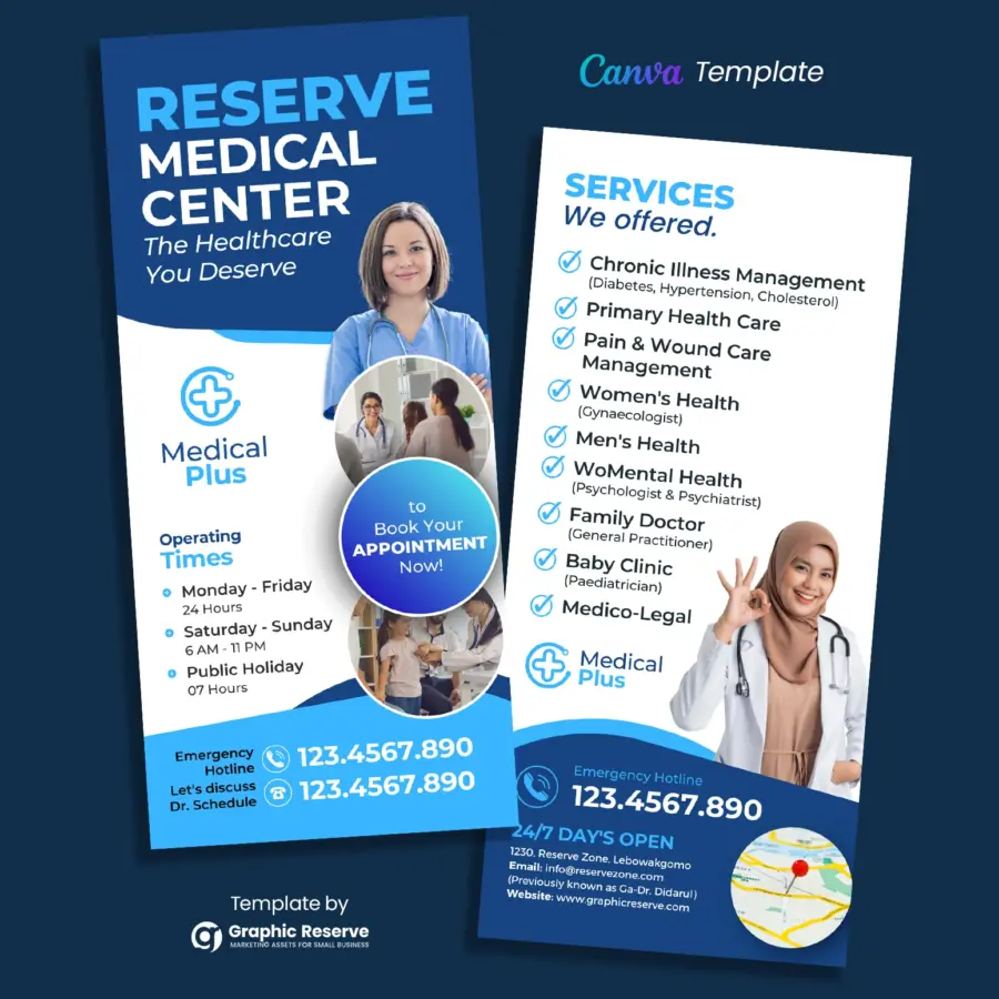 Medical Healthcare DL Flyer Canva Template