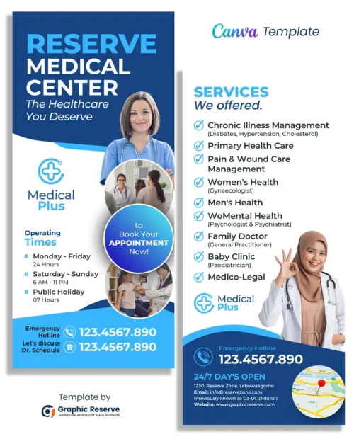 Medical Healthcare DL Flyer Canva Template