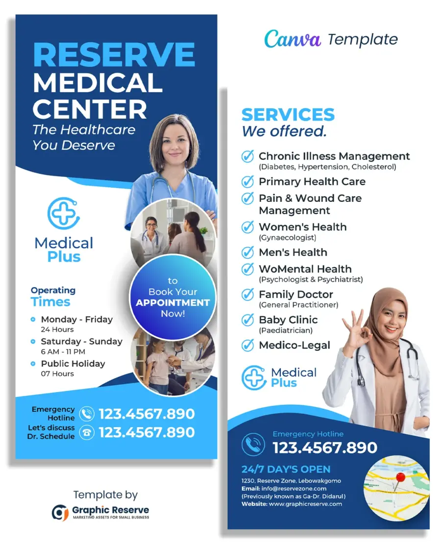 Medical Healthcare DL Flyer Canva Template