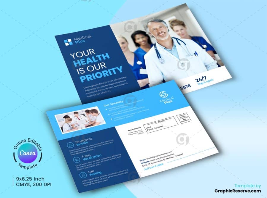 Medical Healthcare EDDM Postcard Canva Template.b