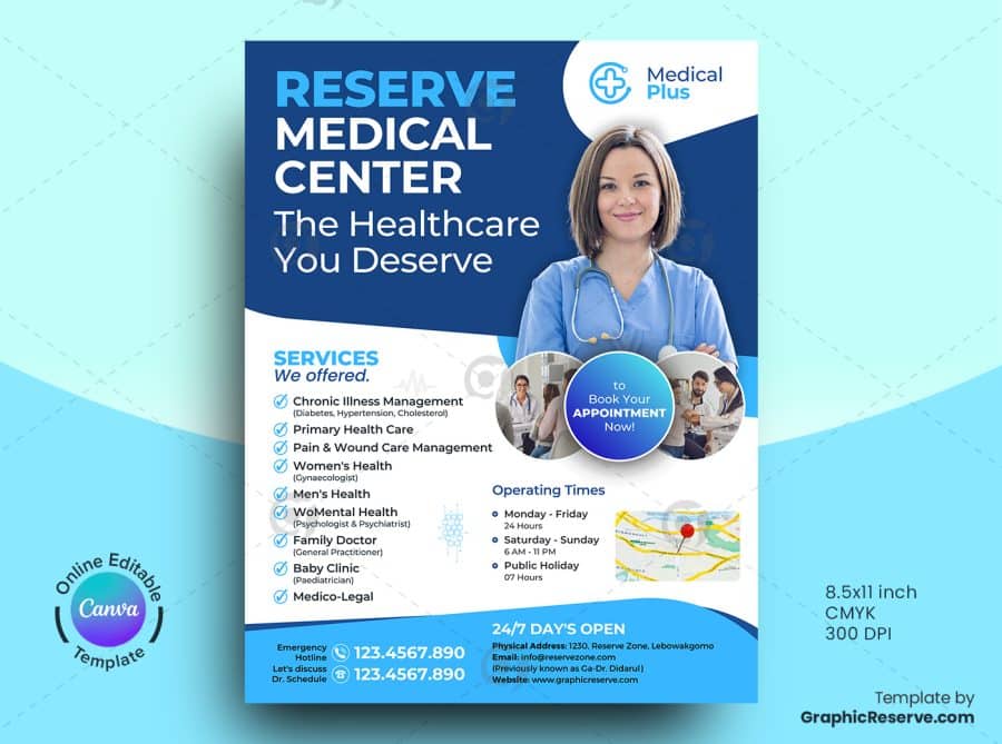 Medical Healthcare Flyer Canva Template