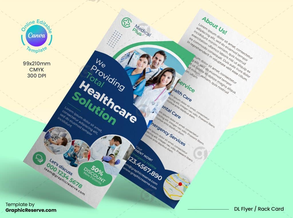 Medical Healthcare Rack Card Canva Template Graphic Reserve