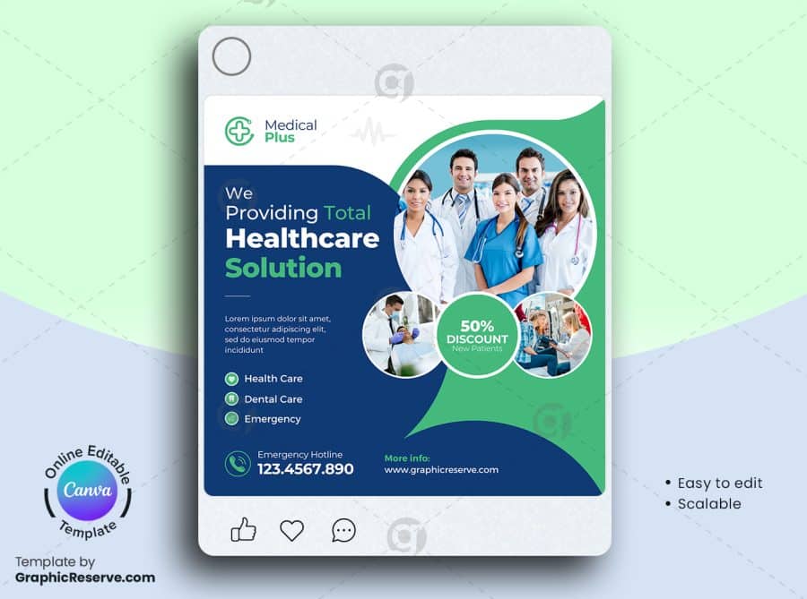 Medical Healthcare Social Media Post Canva Design