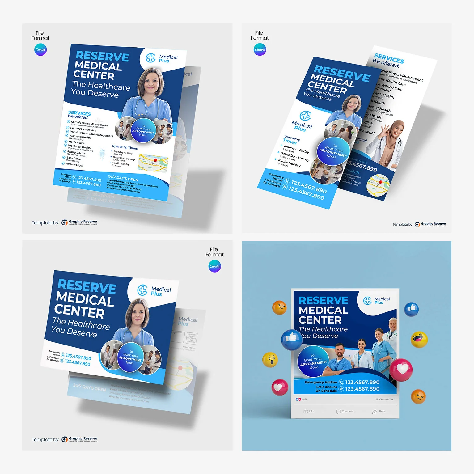 Medical Marketing Materials Design Canva Template Bundle