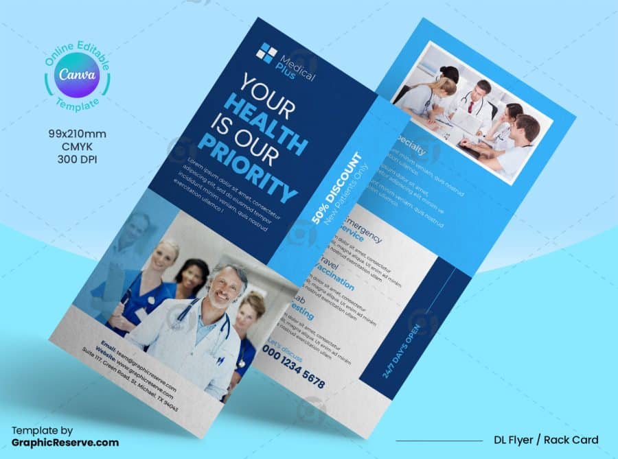 Medical Rack Card DL Flyer Canva Template