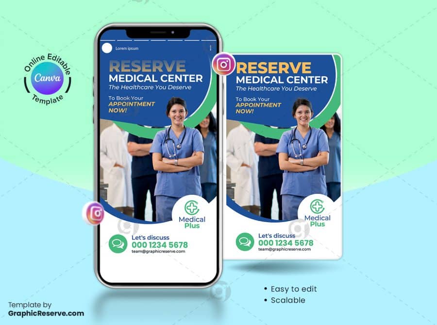 Medical Service Instagram Story Banner Canva Template