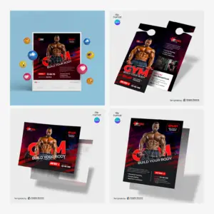 Body-Building Marketing Material Bundle Canva Template