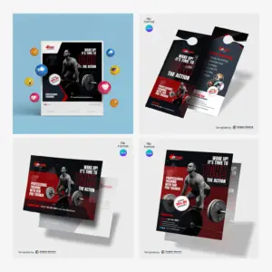 Body Fitness Gym Marketing Material Bundle Canva Template