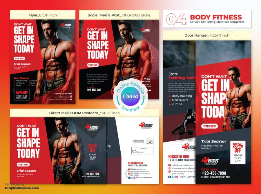 Body Shape Marketing Material Bundle Canva Template