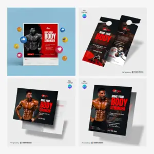 Body Stronger Marketing Material Bundle Canva Template