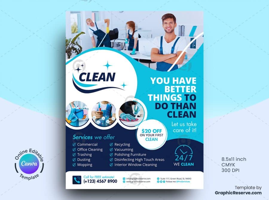 Cleaning Service Canva Flyer Template