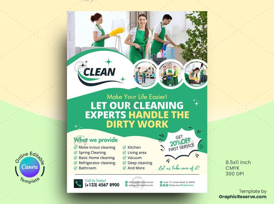 Cleaning Service Flyer Canva Template