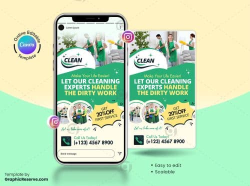 Cleaning Service Instagram Story Banner Canva Template