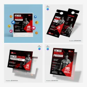 Fitness Program Marketing Material Bundle Canva Template