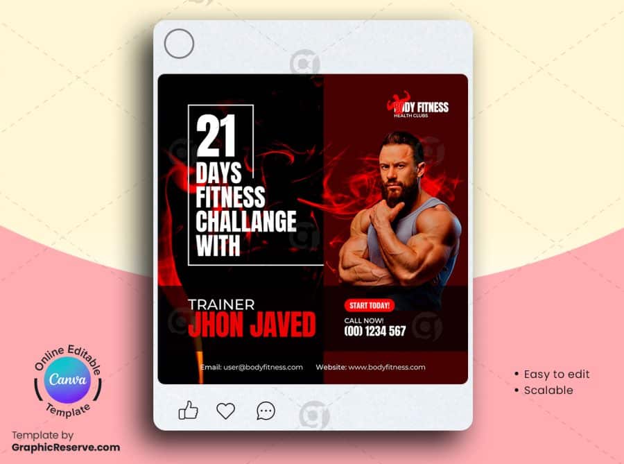 Fitness Trainer Social Media Banner Canva Template