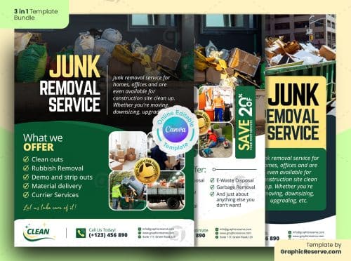 Junk Removal Service Flyer Bundle Canva Template
