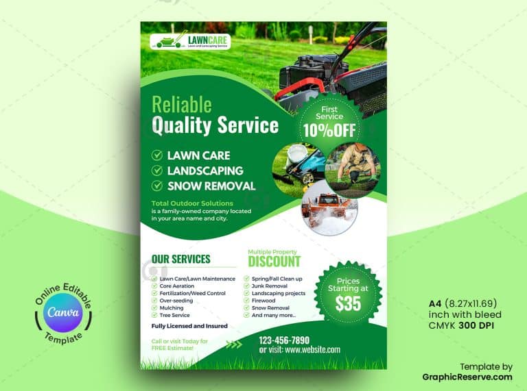 Lawn Care Flyer Design Canva Template - Graphic Reserve