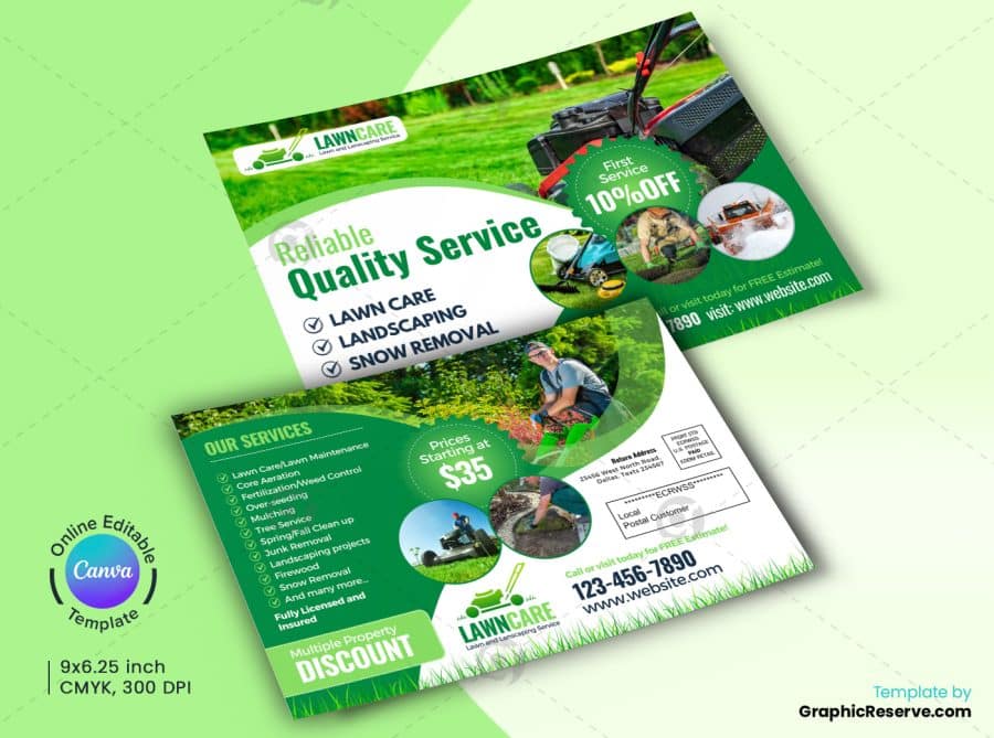 Lawn Care Service EDDM Mailer Design Canva Template.b