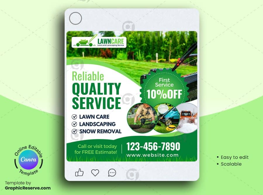 Lawn Care Service Social Media Design Canva Template