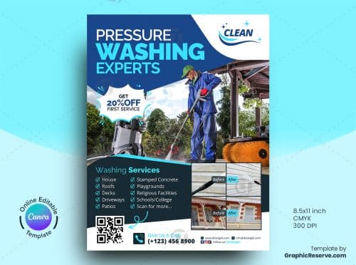 Pressure Washing Experts Flyer Canva Template