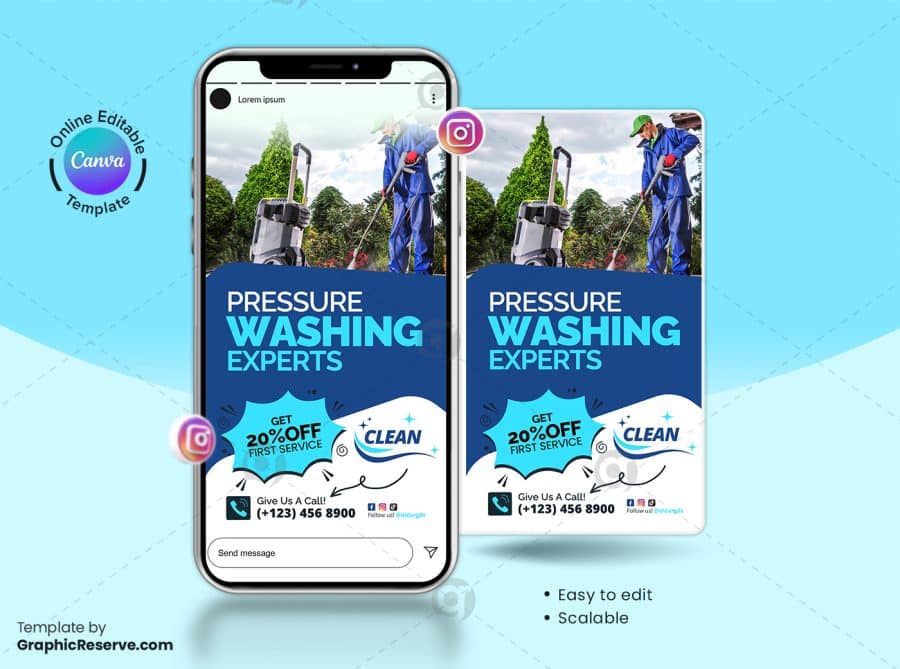 Pressure Washing Experts Instagram Story Banner Canva Template