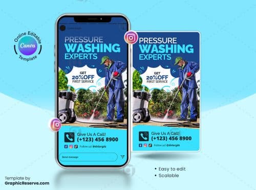 Pressure Washing Experts Instagram Story Design Canva Template