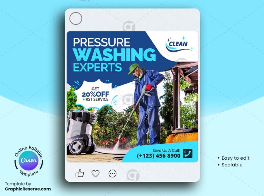 Pressure Washing Experts Social Media Banner Canva Template