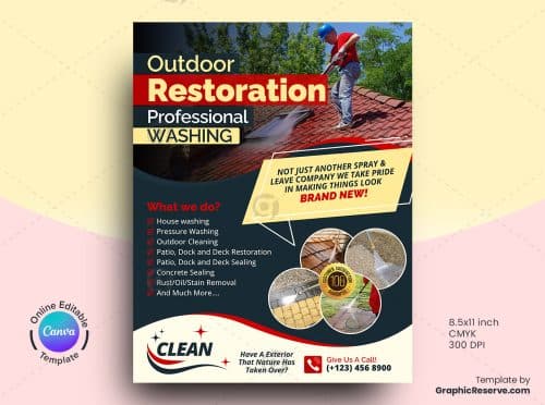 Professional Washing Service Flyer Canva Template
