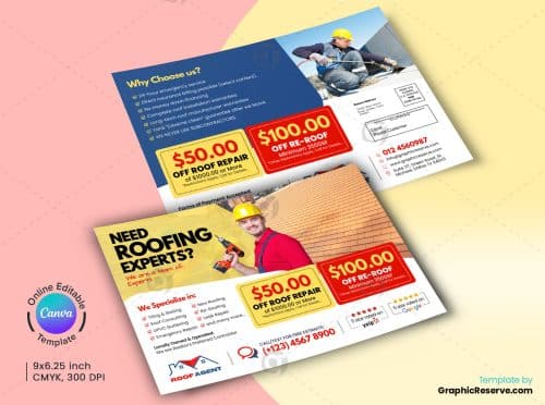 Roofing Experts Direct Mail EDDM Canva Template