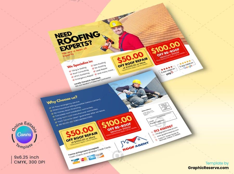 Roofing Experts Direct Mail EDDM Canva Template.b